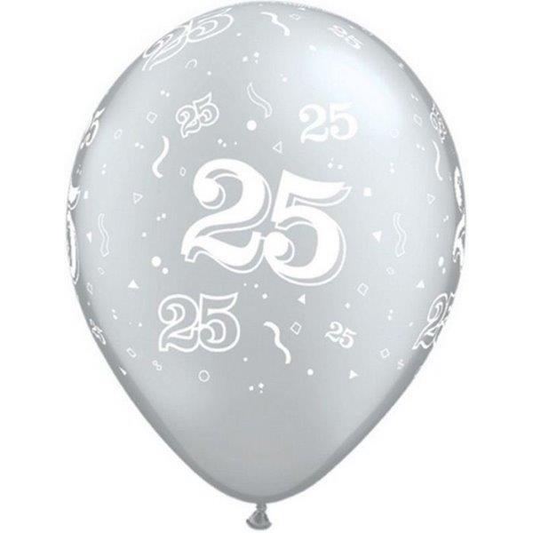 Qualatex 39833 11" 25-A-Round Silver Latex Balloons 25ct