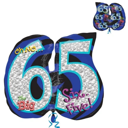 65th Birthday Large 26-inch SuperShape Foil Balloon