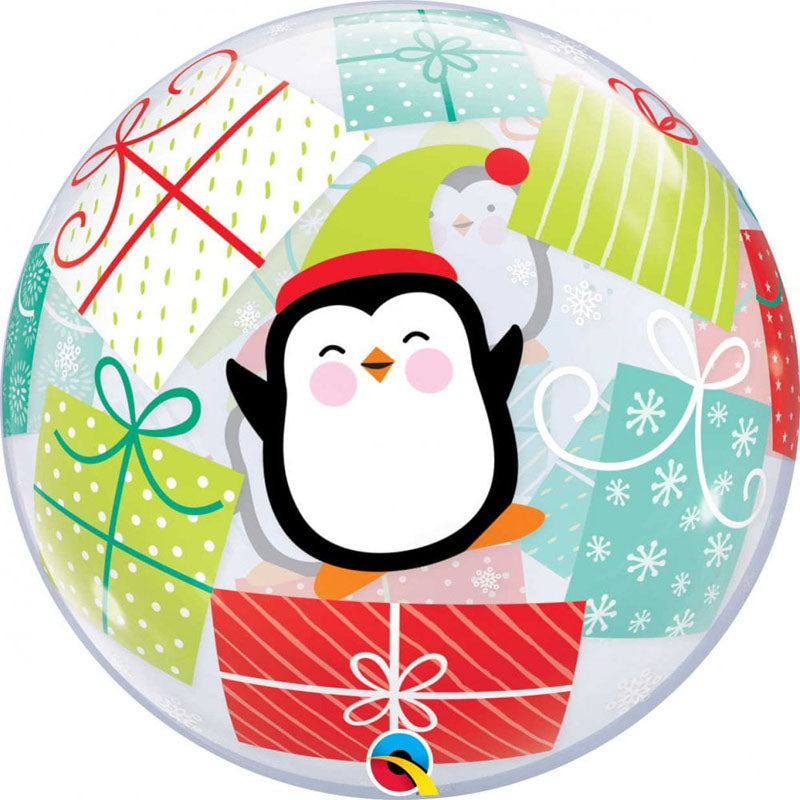 Penguin Christmas Presents 22"/56cm Bubble Balloon