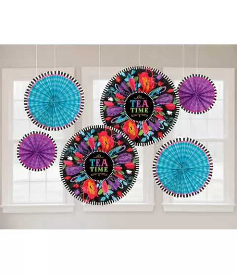 Amscan Mad Tea Party Paper Fan Decorations (6pc)