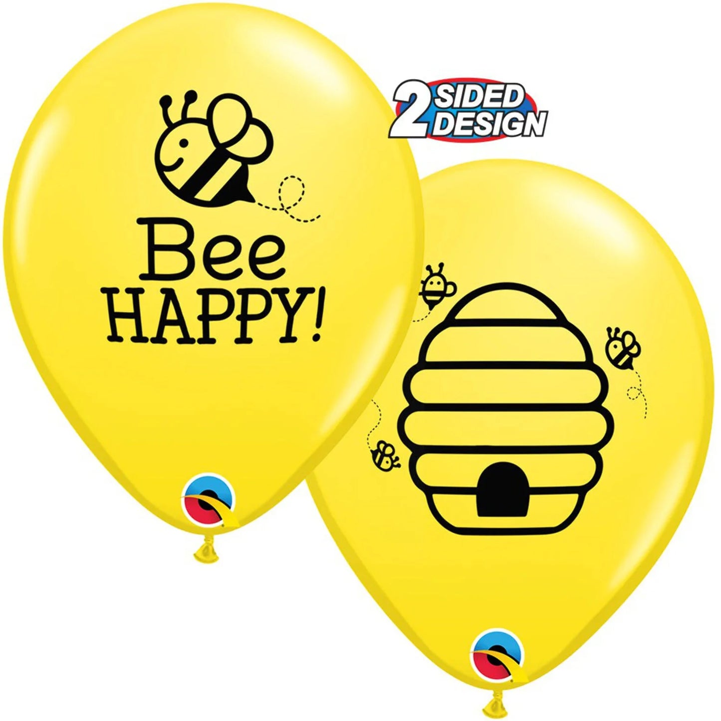 Qualatex Bee Happy Double Sided Yellow 11" Latex Balloons 25Pc/Bag