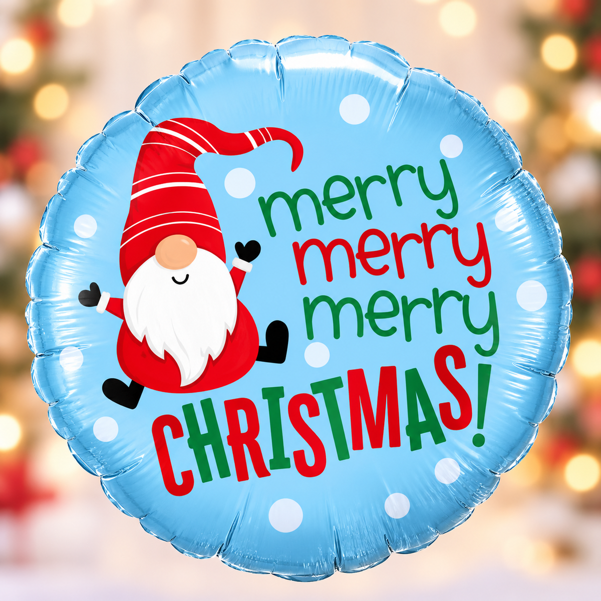 Qualatex 18" Blue Merry Christmas Gnome Foil Balloon – Air or Helium
