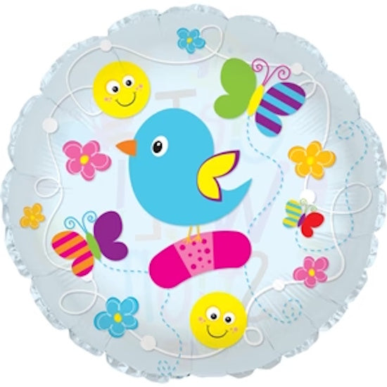 CTI Get Well Soon Birds & Butterflies 2-Sided 24" Foil Balloon