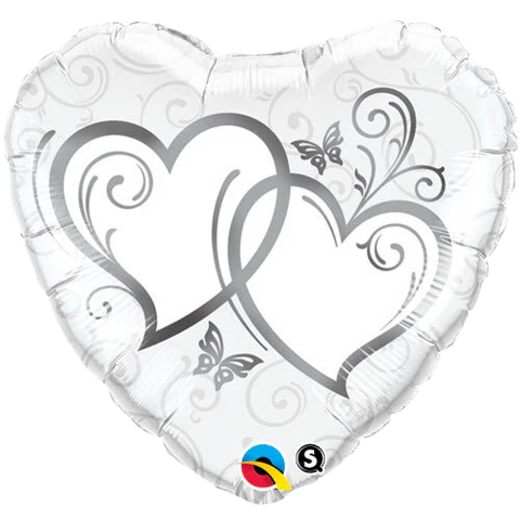 Qualatex Silver Entwined Hearts 18" Foil Balloon