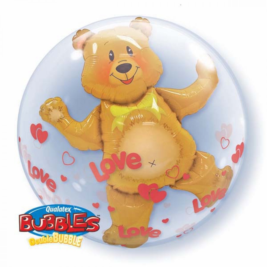 Love Hearts & Bear 24"/61cm Bubble Balloon