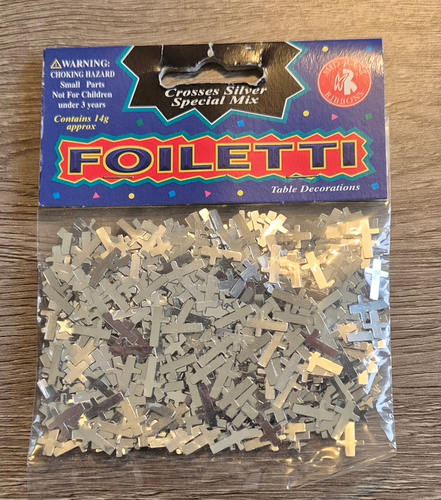 Silver Stars & Crosses Metallic Confetti 14g