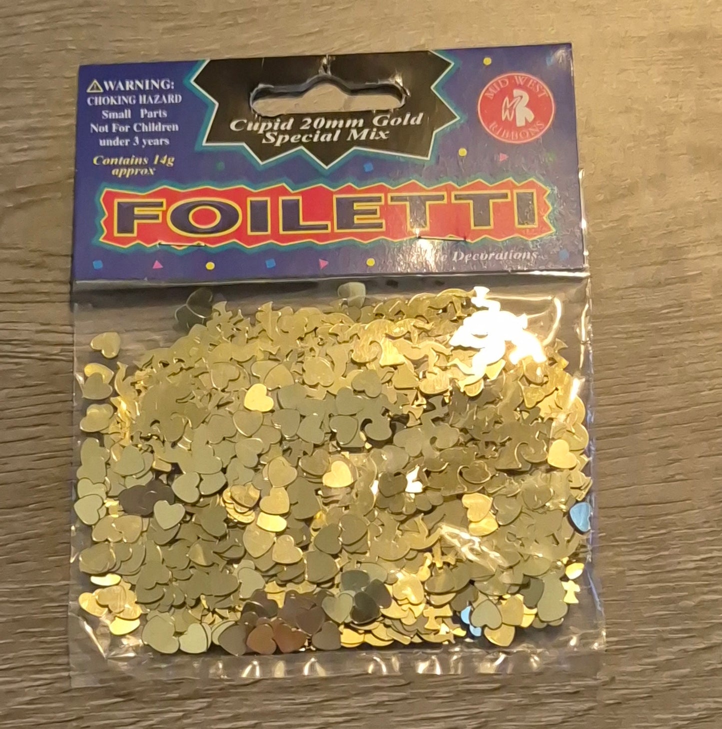 Cupid & Hearts Gold Metallic Confetti 14g