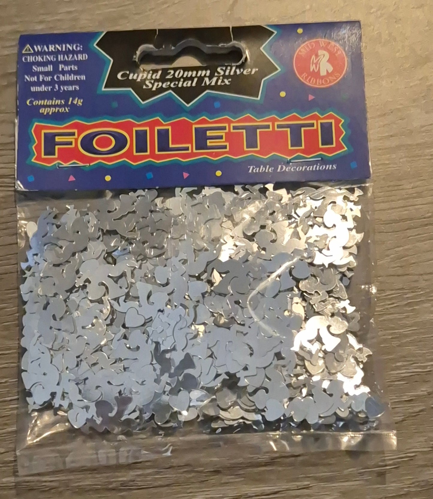 Cupid & Hearts Silver Metallic Confetti 14g