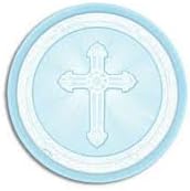 Radiant Cross Blue 17.8cm Paper Plate 8ct