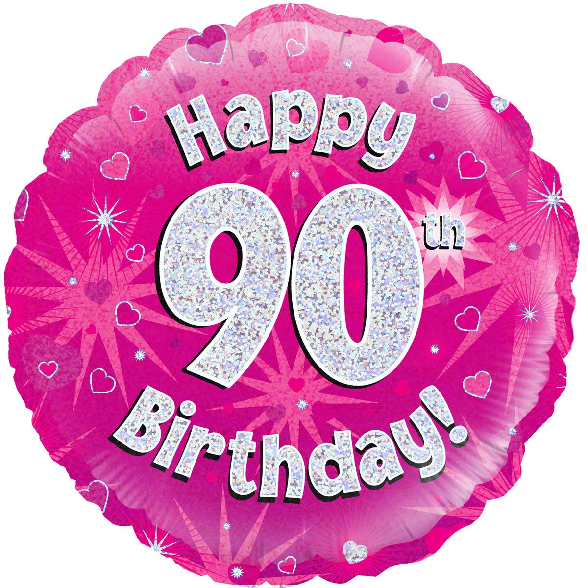 Oaktree 18inch Happy 90th Birthday Pink Holographic Foil Balloon