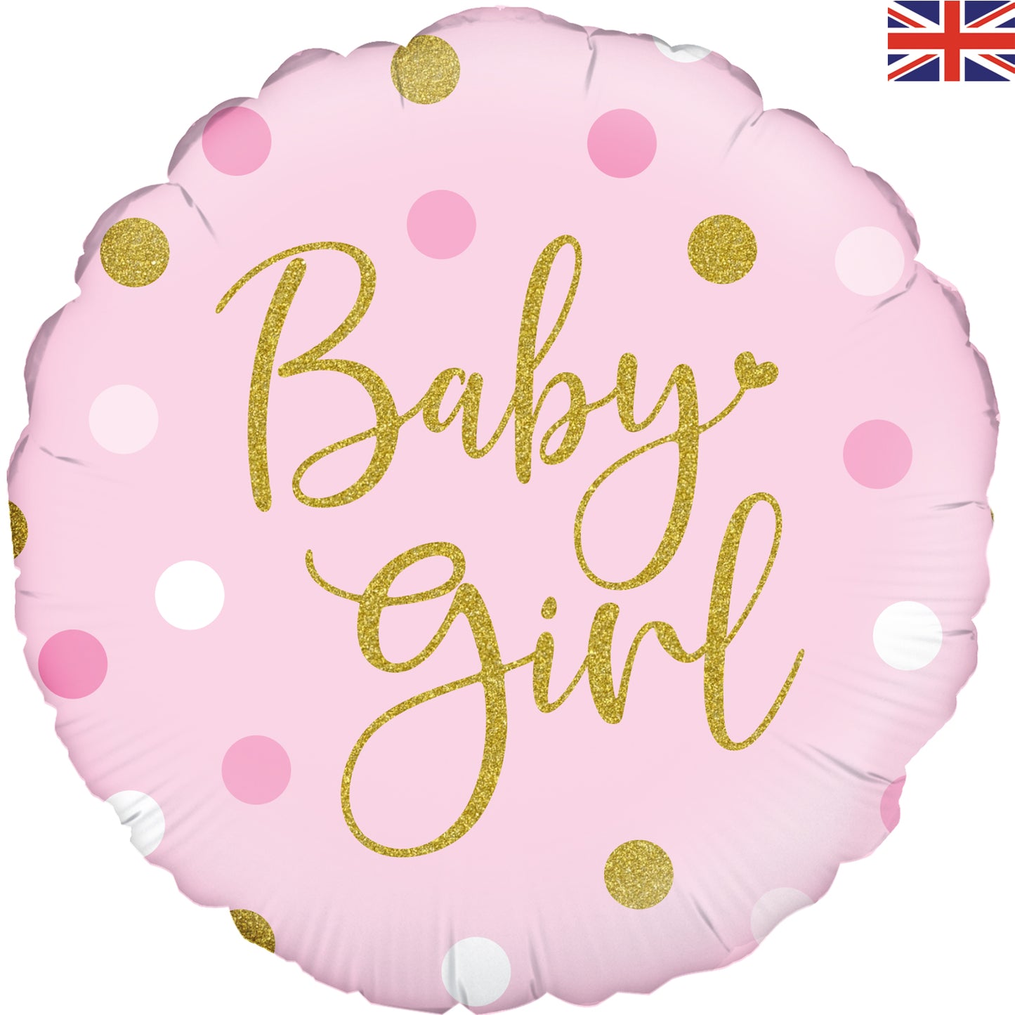 Oaktree 18inch Sparkling Baby Girl Dots Holographic Foil Balloon