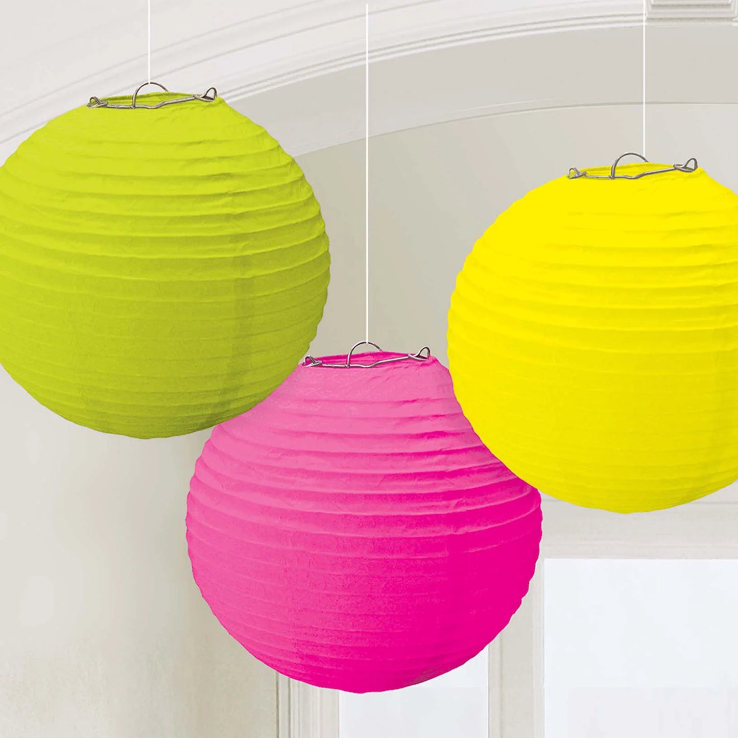 Amscan Neon Glow in Blacklight 9.5" Paper Lanterns 3pc
