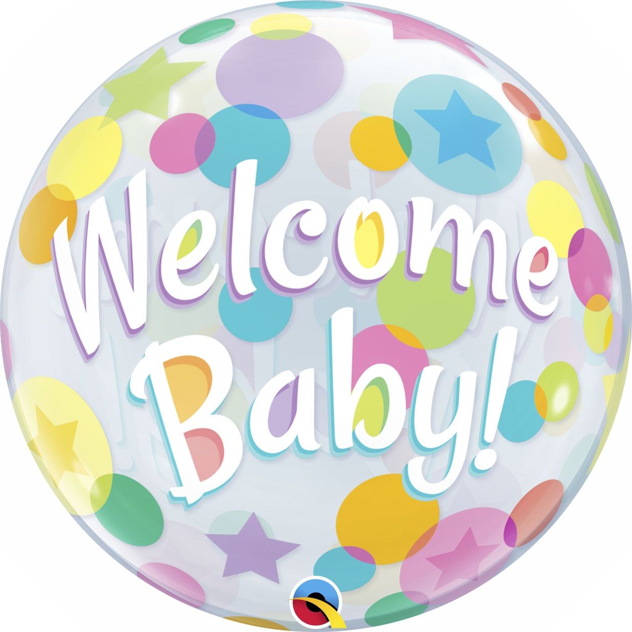 Welcome Baby Colourful Dots 22"/56cm Bubble Balloon