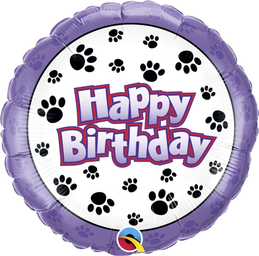 Qualatex Happy Birthday Paw Prints 18" Foil Balloon
