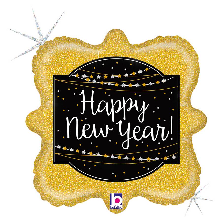 Happy New Year Glittering Holographic 18-inch Balloon