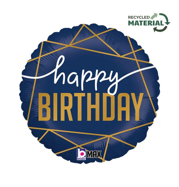 Betallic Happy Birthday Navy 18" Foil Balloon
