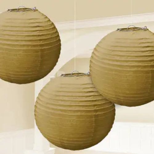 Amscan Gold 9"/24cm Paper Lanterns 3pc