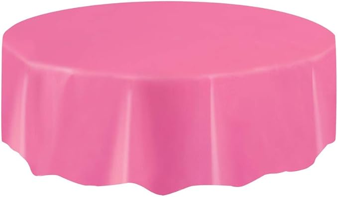 Round Plastic Table Cover 84"/213cm | Hot Pink