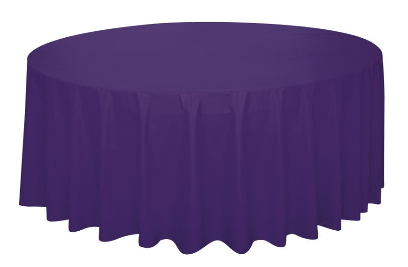 Round Plastic Table Cover 84"/213cm | Deep Purple