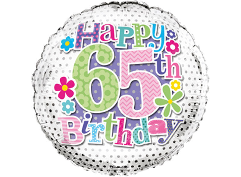 Simon Elvin Happy 65th Birthday Female Flowers 18" Foil Balloon