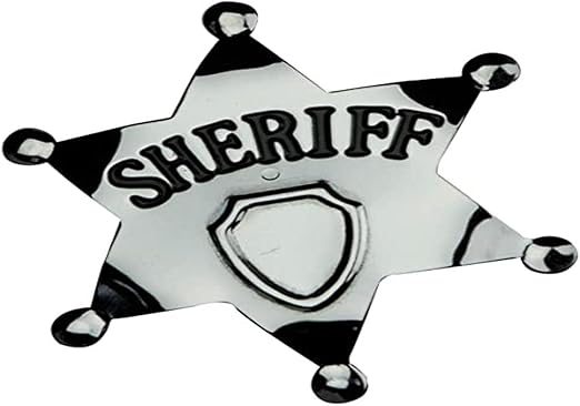 Sheriff Star Badge Silver Metal 65mm