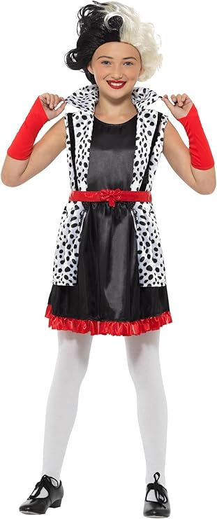 Smiffys Evil Little Madame Costume, Black & White with Dress