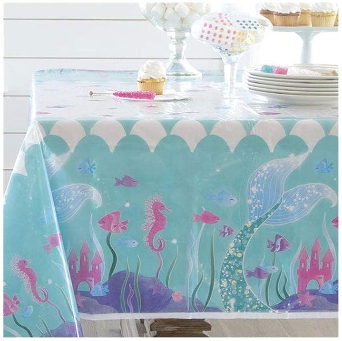 Magical Mermaid Multicolour Rectangular Plastic Table Cover (137cm x 213cm)