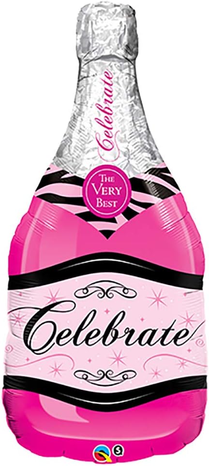Celebrate Pink Bubbly Wine Bottle Shape 39" Foil Balloon