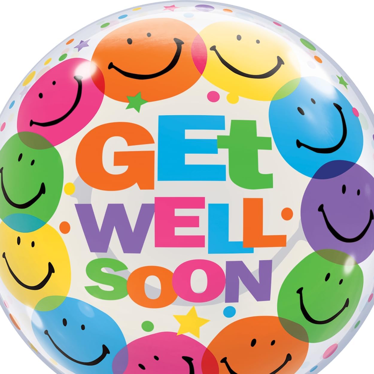 Qualatex Get Well Soon Smiling Faces 22"/56cm Bubble Balloon