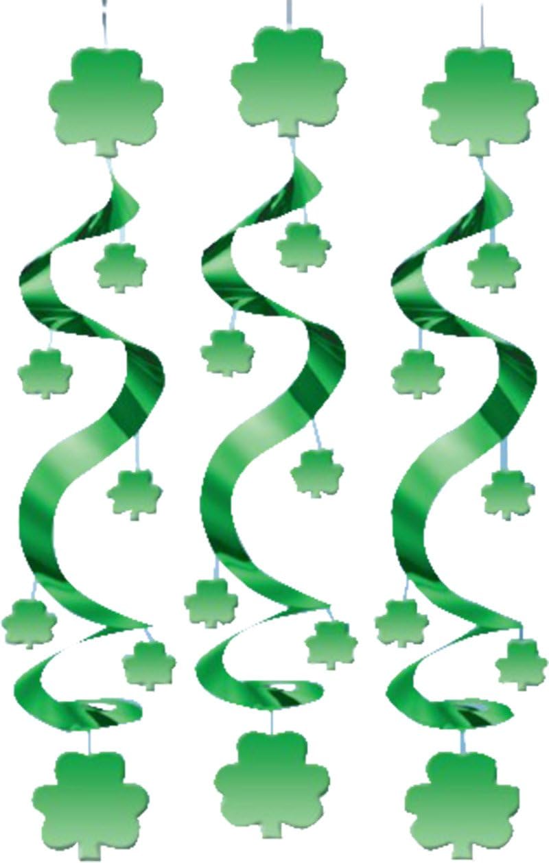 Amscan Shamrock St Patrick's Day Swirl Decoration 3pc