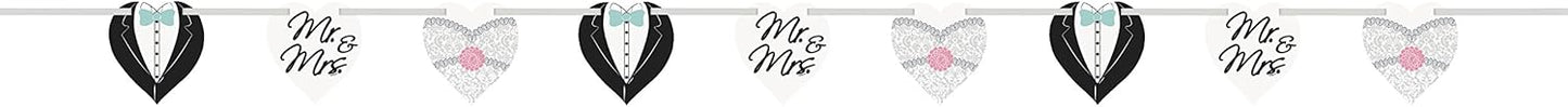 Paper Cutout Mr. & Mrs. Wedding Garland 6.45ft Unique Party