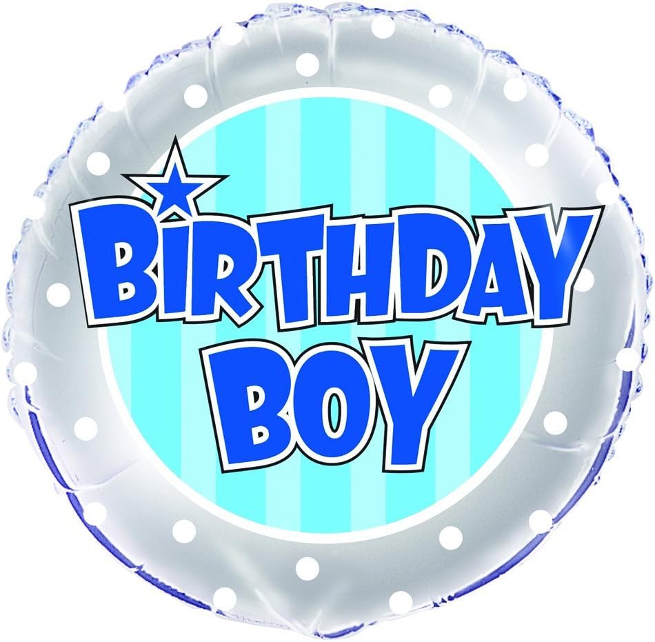 Unique Birthday Boy Blue Striped 18" Foil Balloon