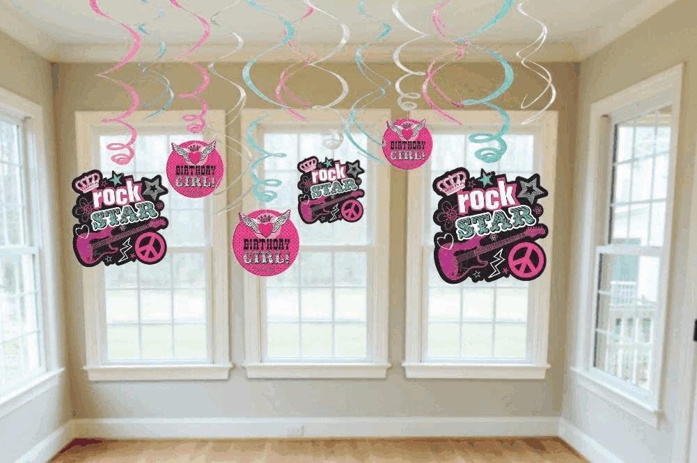 Amscan Rocker Girl Swirl Danglers Hanging Decorations 12pc