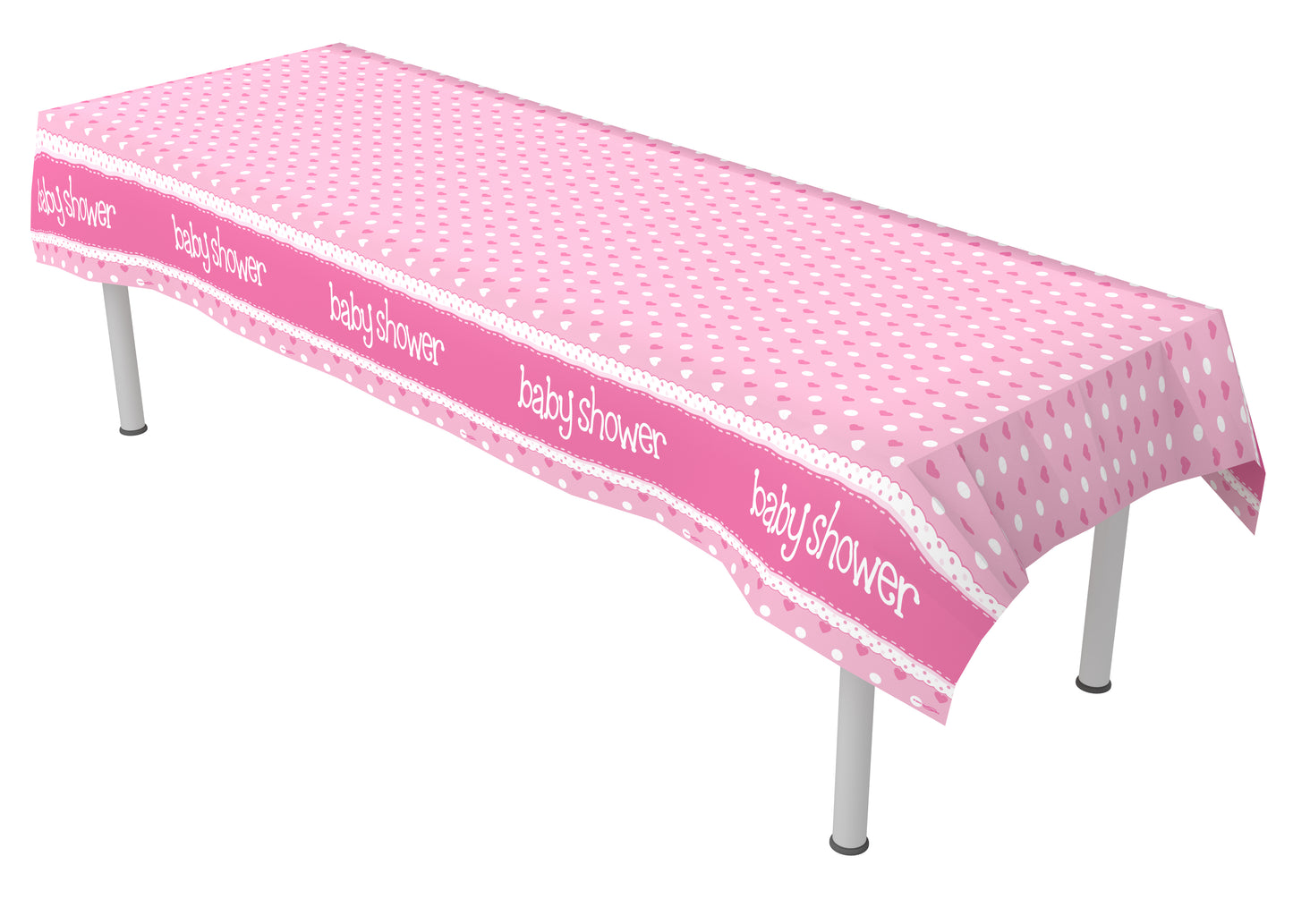 Oaktree Baby Shower Pink Colourfast Plastic Table Cover 137cm x 2.6m 1pc