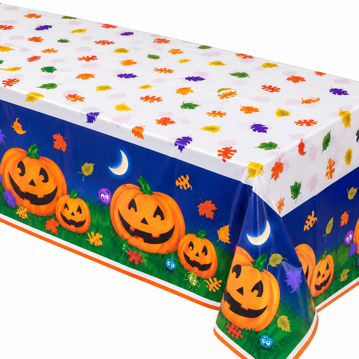 Halloween Pumpkin Blue Plastic Tablecloth 137 x 213cm – Party Table Cover