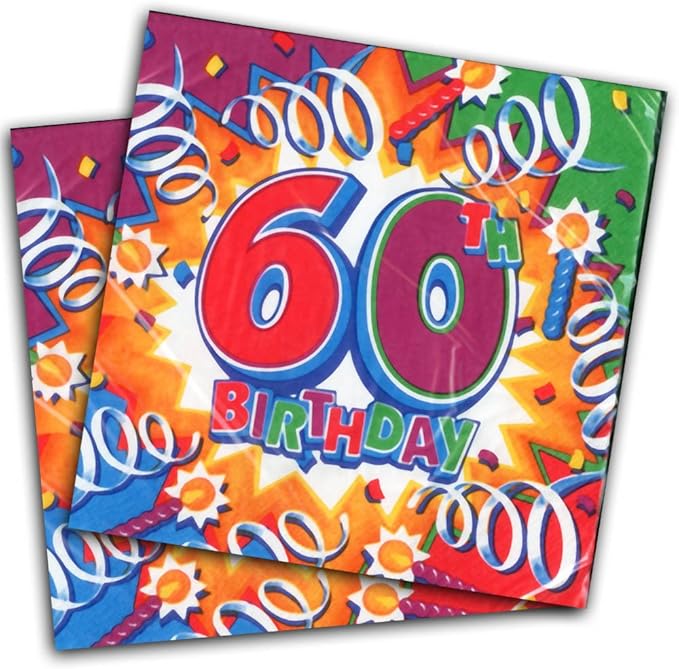 Luncheon Napkins 60th Birthday Explosion 16ct
