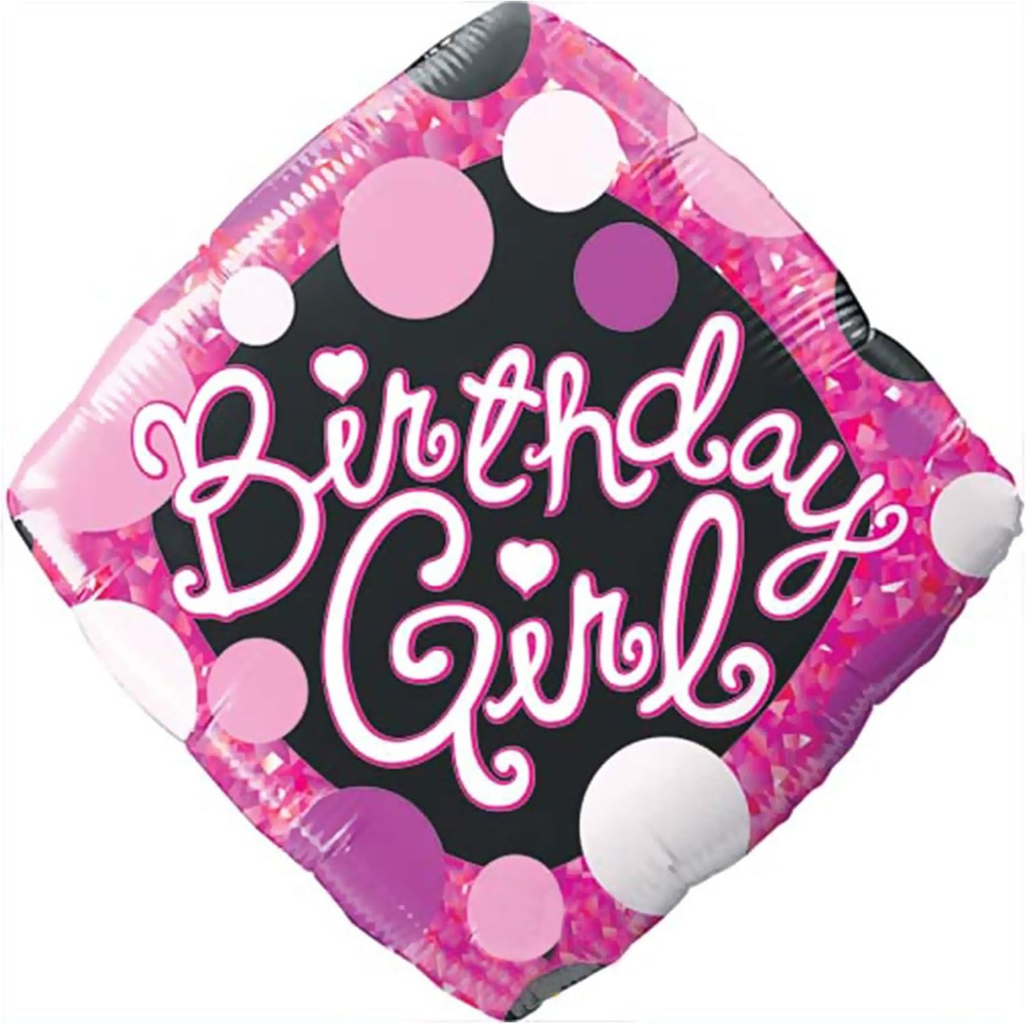 Qualatex Birthday Girl Pink & Black Diamond 18" Foil Balloon