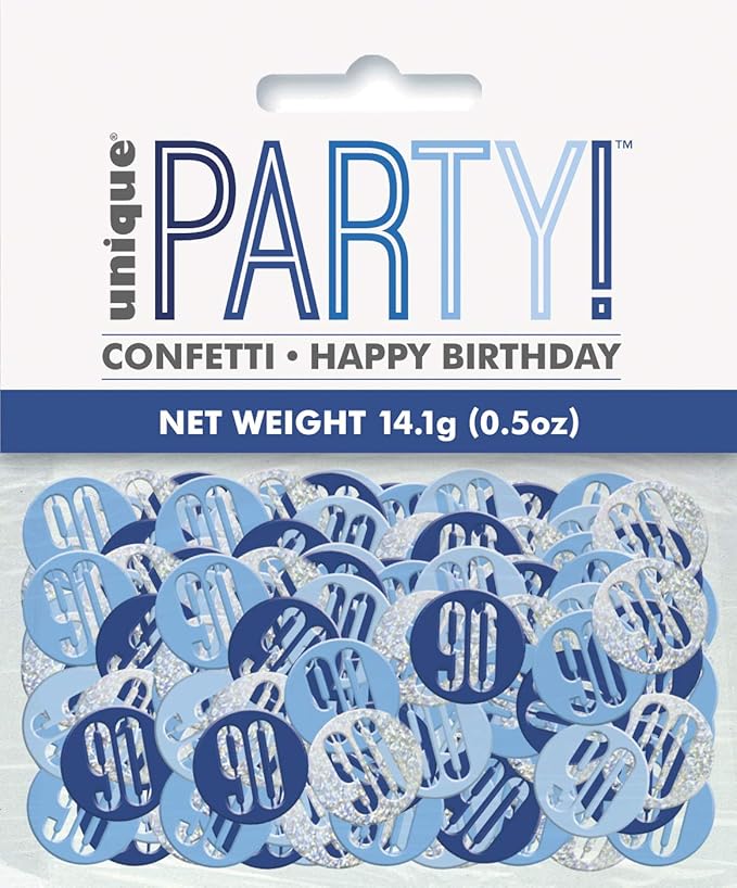 Blue & Silver Happy 90th Birthday Confetti 14g