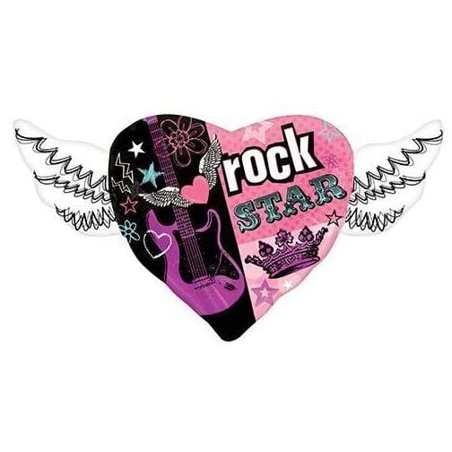 Anagram Rock Star Heart Wings 33" SuperShape Foil Balloon