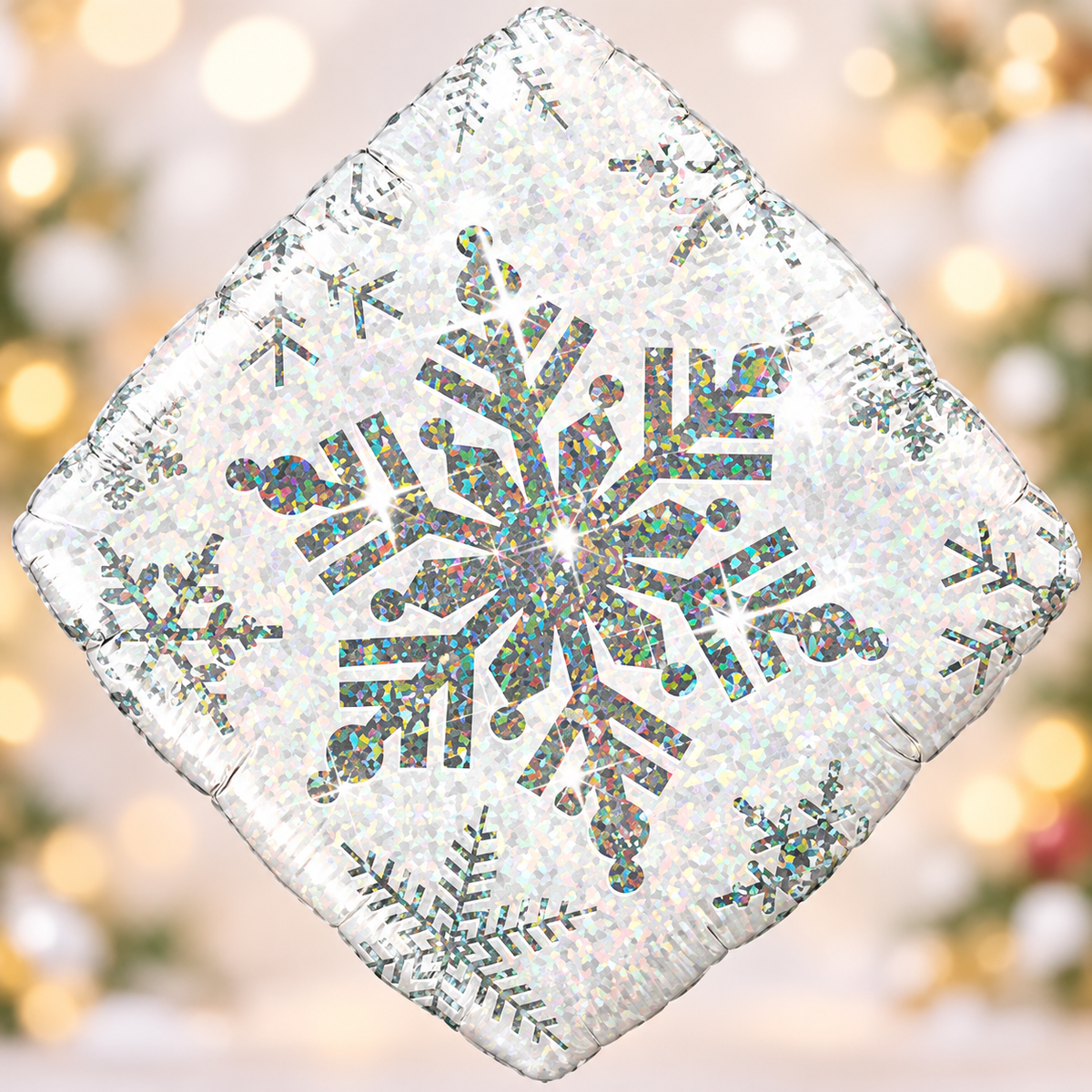 Qualatex 18" Silver Holographic Snowflake Foil Balloon – Air or Helium