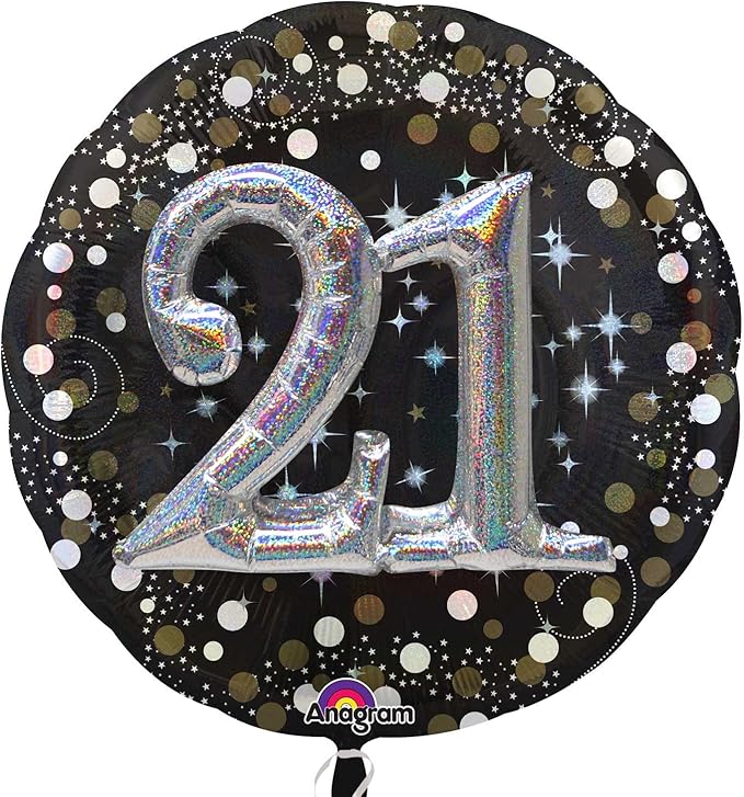 Anagram Black & Silver Sparking 21st Birthday 32" Foil Balloon