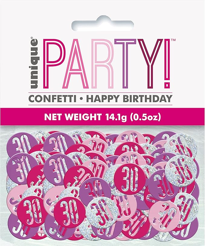 Pink, Purple & Silver Happy 30th Birthday Confetti 14g