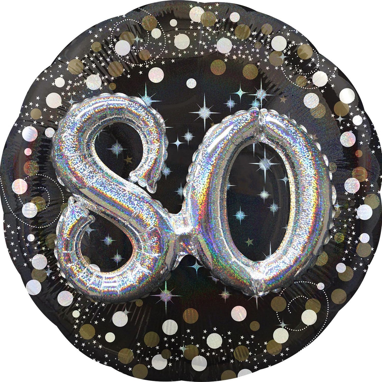 Anagram Black & Silver Sparking 80th Birthday 32" Foil Balloon