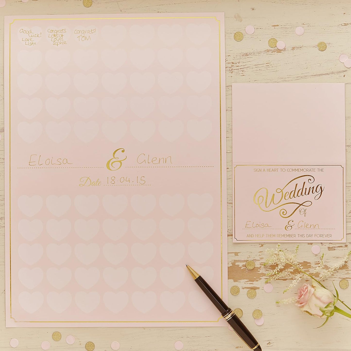 Ginger Ray Heart Wedding Alternative Guest Book Keepsake Pastel Perfection, Pink