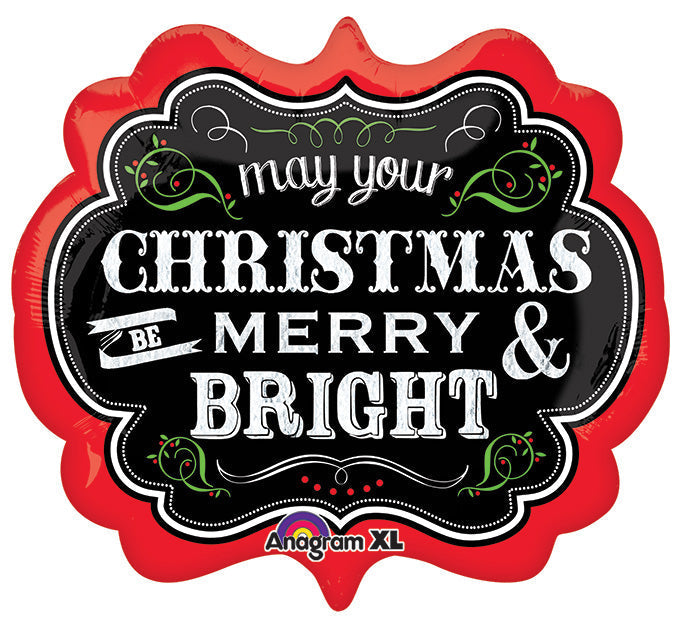Anagram Merry & Bright Chalkboard 25" Foil Balloon
