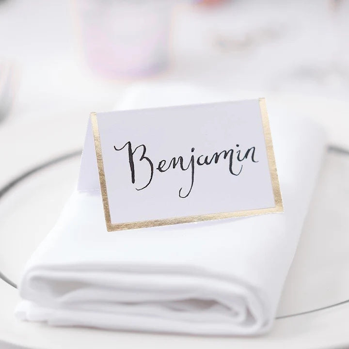 Ginger Ray Gold Trim White Place Cards Pack of 10
