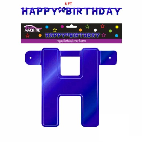 Happy Birthday Blue Letter Banner Kit 8ft