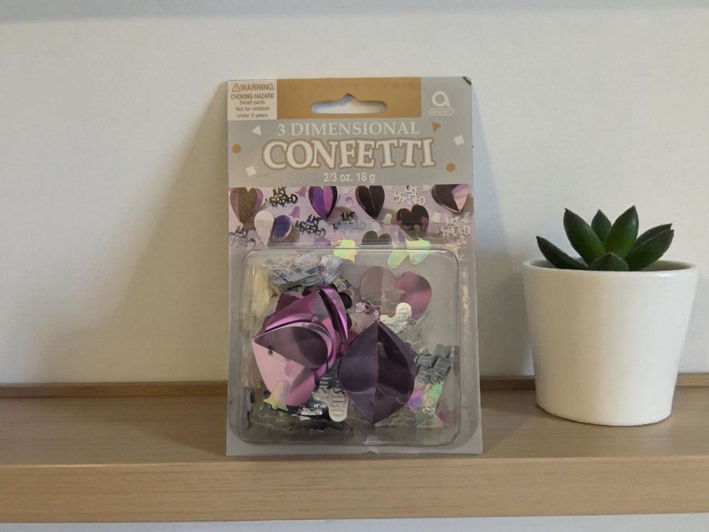 Silver & Rose Gold Hearts Just Married 3 Dimensional Confetti 18g