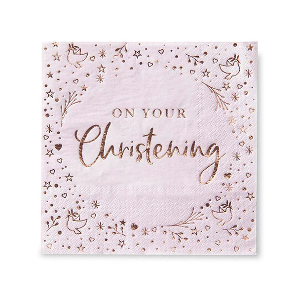Baby Pink On Your Christening Lunch Napkins 3 ply 16pc