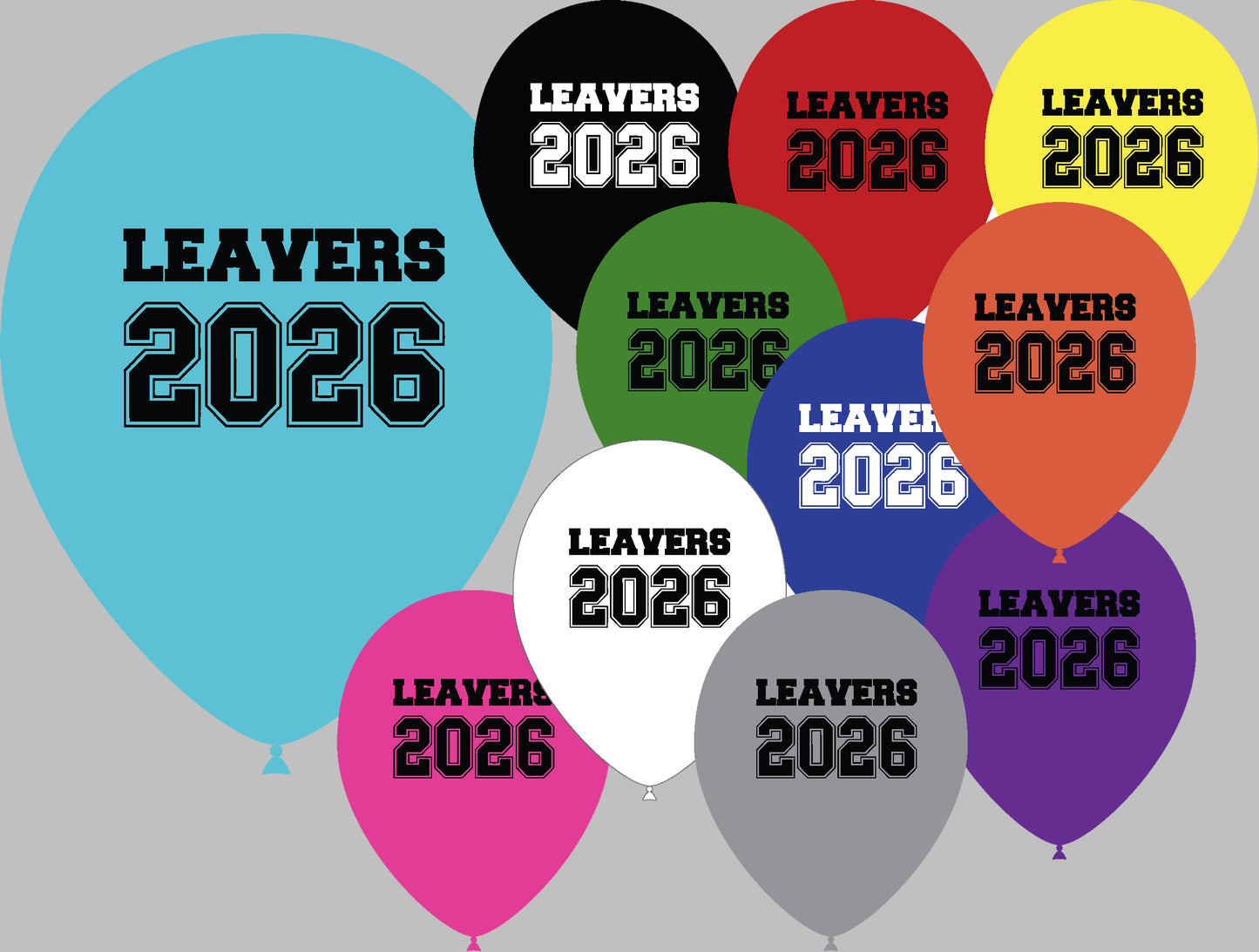 School Leavers 2026 Graduation Party Balloons, 12-inch, Multi-Coloured - 10pc
